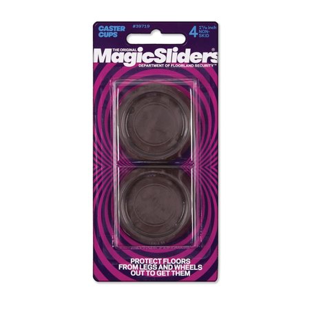 MAGIC SLIDERS Plastic Caster Cup Brown Round 1-11/16 in. W X 1-11/16 in. L , 4PK 39719